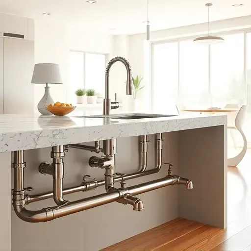 Modern Los Angeles kitchen with polished stainless steel plumbing, sleek fixtures, granite countertops, and stylish chrome faucets