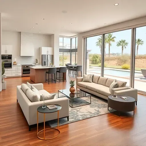 Remodeled modern living space in San Clemente features open-concept design, elegant furnishings, and coastal decor.