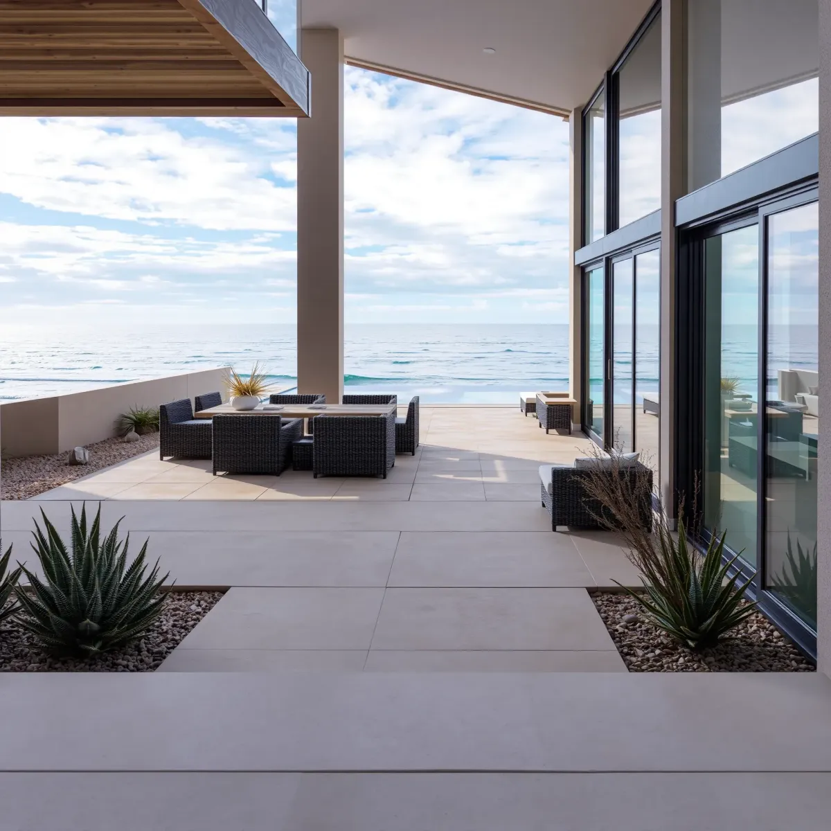 Modern remodeled Aliso Viejo home with sleek facade, large windows, lush yard, and bright daylight.