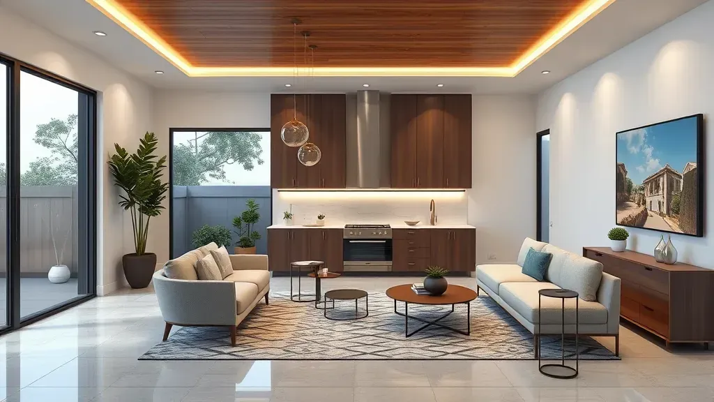 Completed home remodeling project in Los Angeles featuring modern design elements and stylish decor.