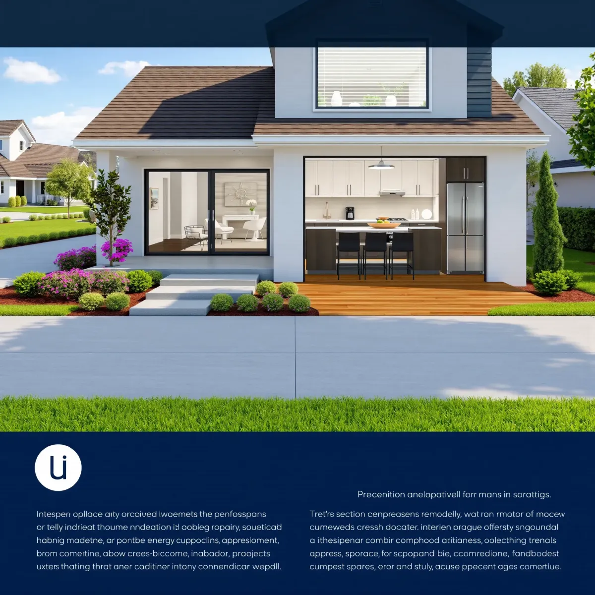 Renovated Floral Park, CA home with modern facade, lush landscaping, energy-efficient windows, and stylish front porch.