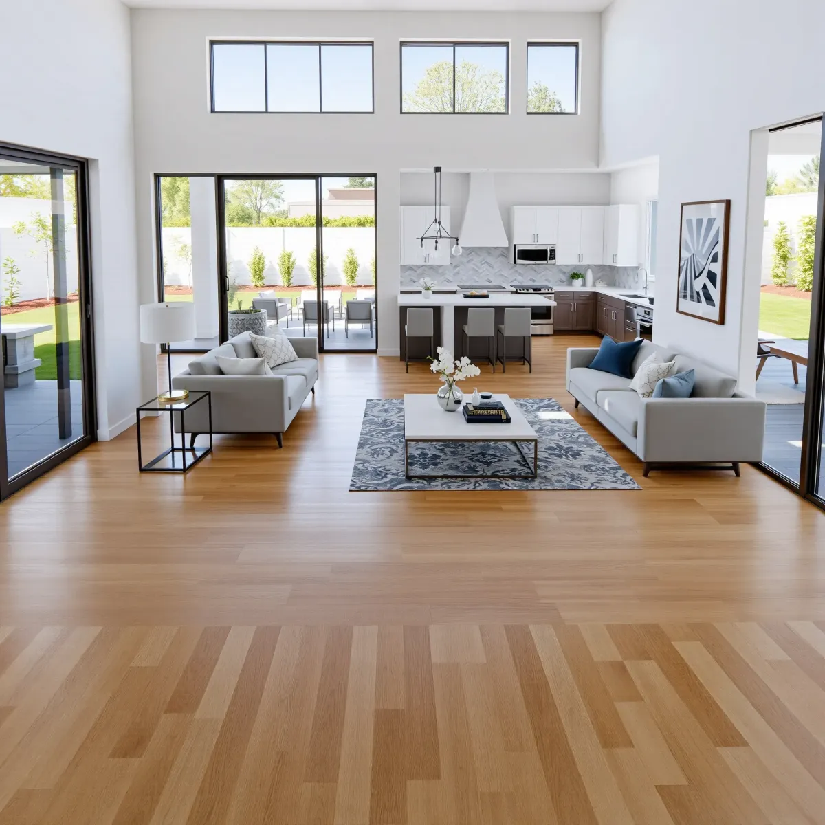 Exterior of a modern renovated home in Santa Anita Park, CA with lush landscaping, polished driveway, and contemporary design.