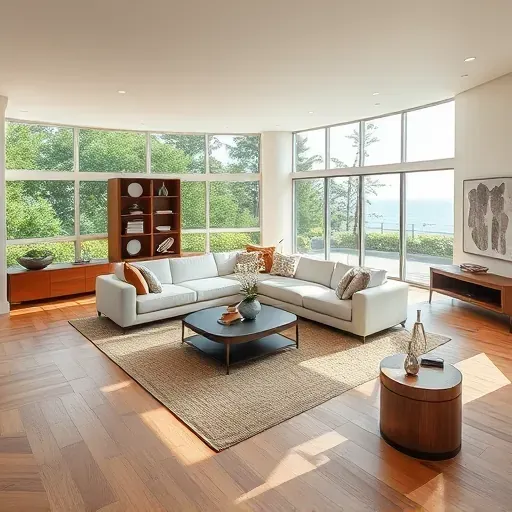 Remodeled living room in Laguna Niguel with open floor plan, natural light, modern furniture, and coastal views.