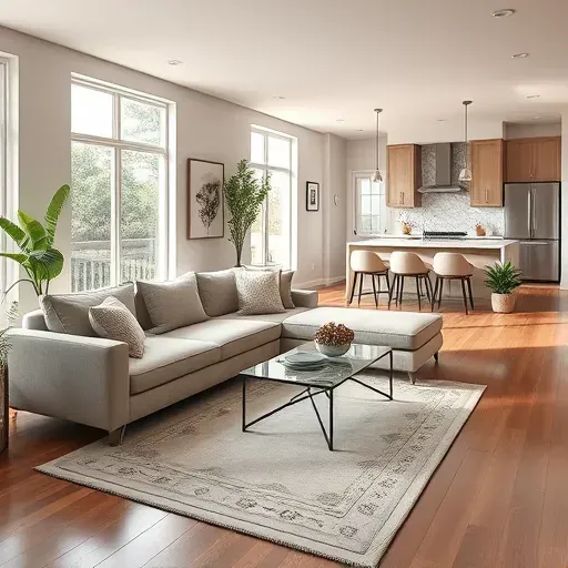 Modern remodeled living room in Mid-City CA featuring minimalist furniture, elegant design, and natural lighting.