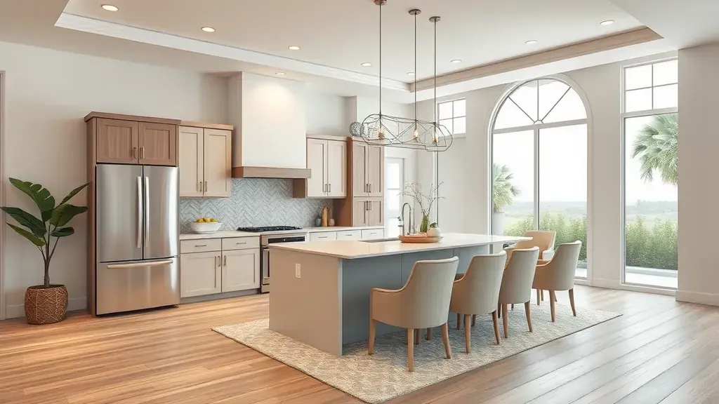 Remodeling in Riverview West, CA with modern kitchen and open living space design.