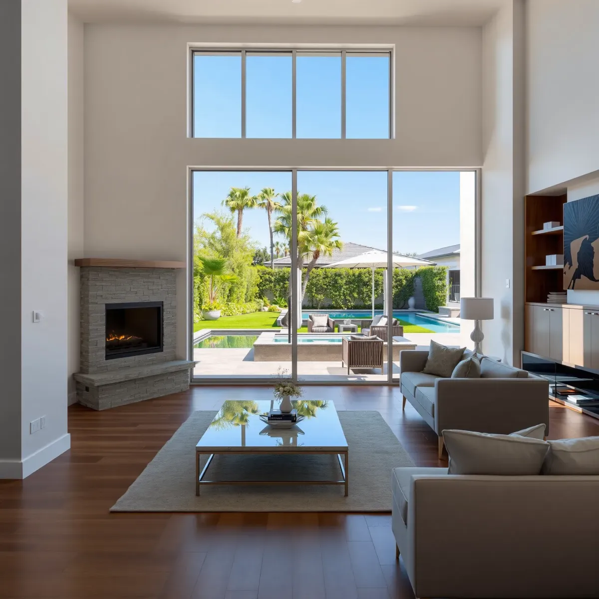 Renovated Costa Mesa home interior with open-concept design, hardwood floors, modern furniture, and bright natural light.