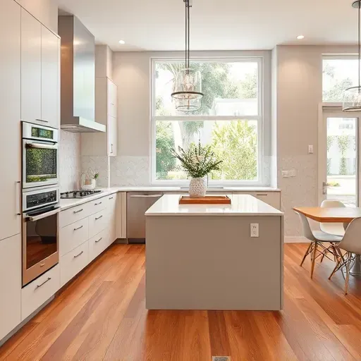 Modern kitchen remodel in El Camino Real CA featuring sleek cabinetry, quartz countertops, stainless steel appliances, and natural light.