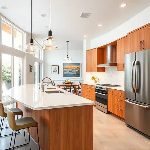 Renovated Laguna Niguel kitchen with modern wood cabinets quartz countertops stainless steel appliances and open-concept design