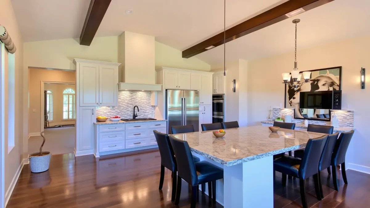 Completed home remodel in Foothill Ranch, CA featuring a modern living room with hardwood floors, large windows, and stylish decor.