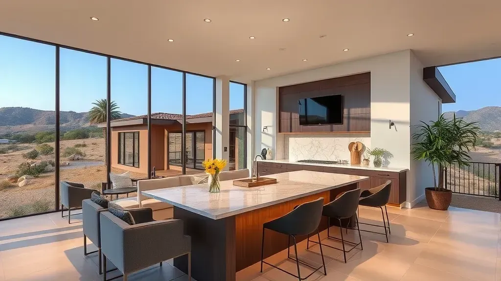 Remodeling in West Grove Valley, CA showcasing modern kitchen design and spacious living area.