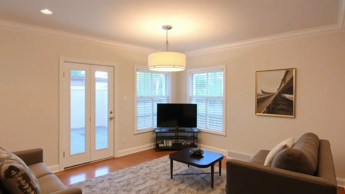 Beautiful Santa Anita Park home interior with modern design, large windows, sleek decor, and landscaped backyard.