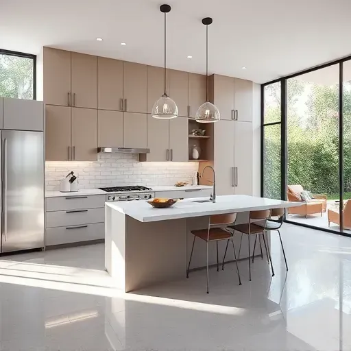 Recently remodeled Los Angeles kitchen with modern cabinetry, marble island, stainless appliances, and natural light.