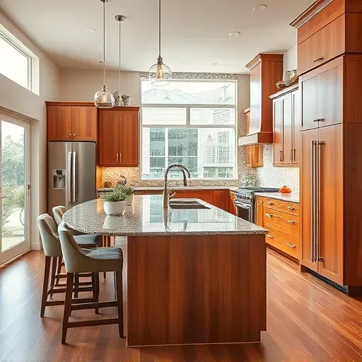 Modern kitchen remodel in Mission Viejo with sleek cabinetry, granite countertops, and large windows for natural light.