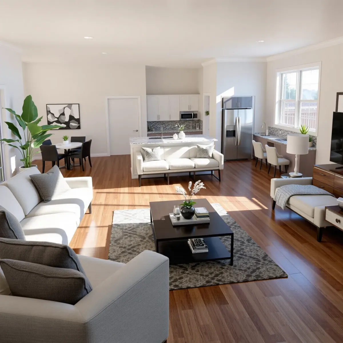 Renovated Riverview West home with modern siding, large windows, landscaped yard, paved pathway, and fresh exterior details.