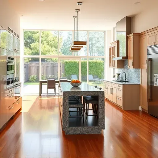 Freshly renovated Los Angeles kitchen with modern cabinetry, granite countertops, and natural light flooding in.