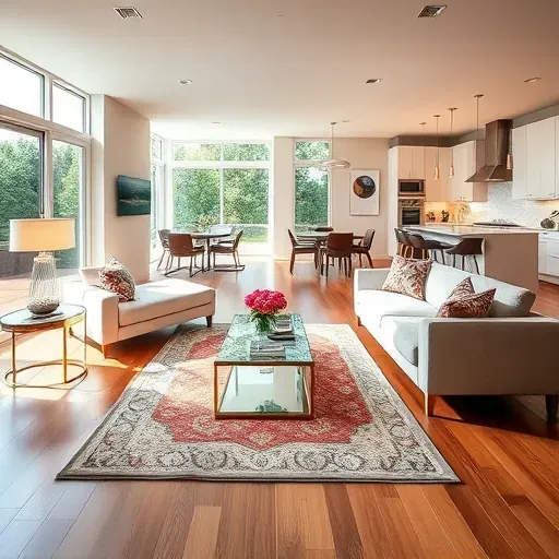 Modern living area remodel in South Coast Metro CA featuring sleek furniture, hardwood floors, and elegant lighting.