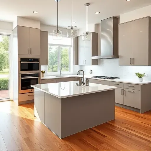Freshly remodeled kitchen in French Park CA with modern cabinetry, spacious island, quartz countertops, and natural light.