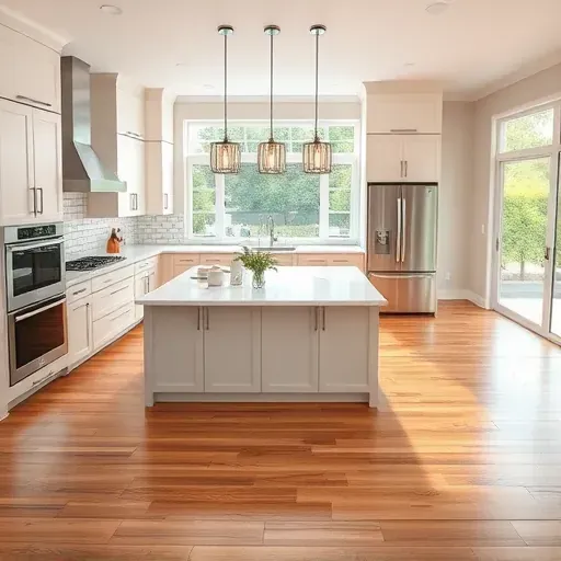 Recently remodeled Lacy CA kitchen with quartz countertops, stainless steel appliances, custom matte cabinets, large island, and natural light