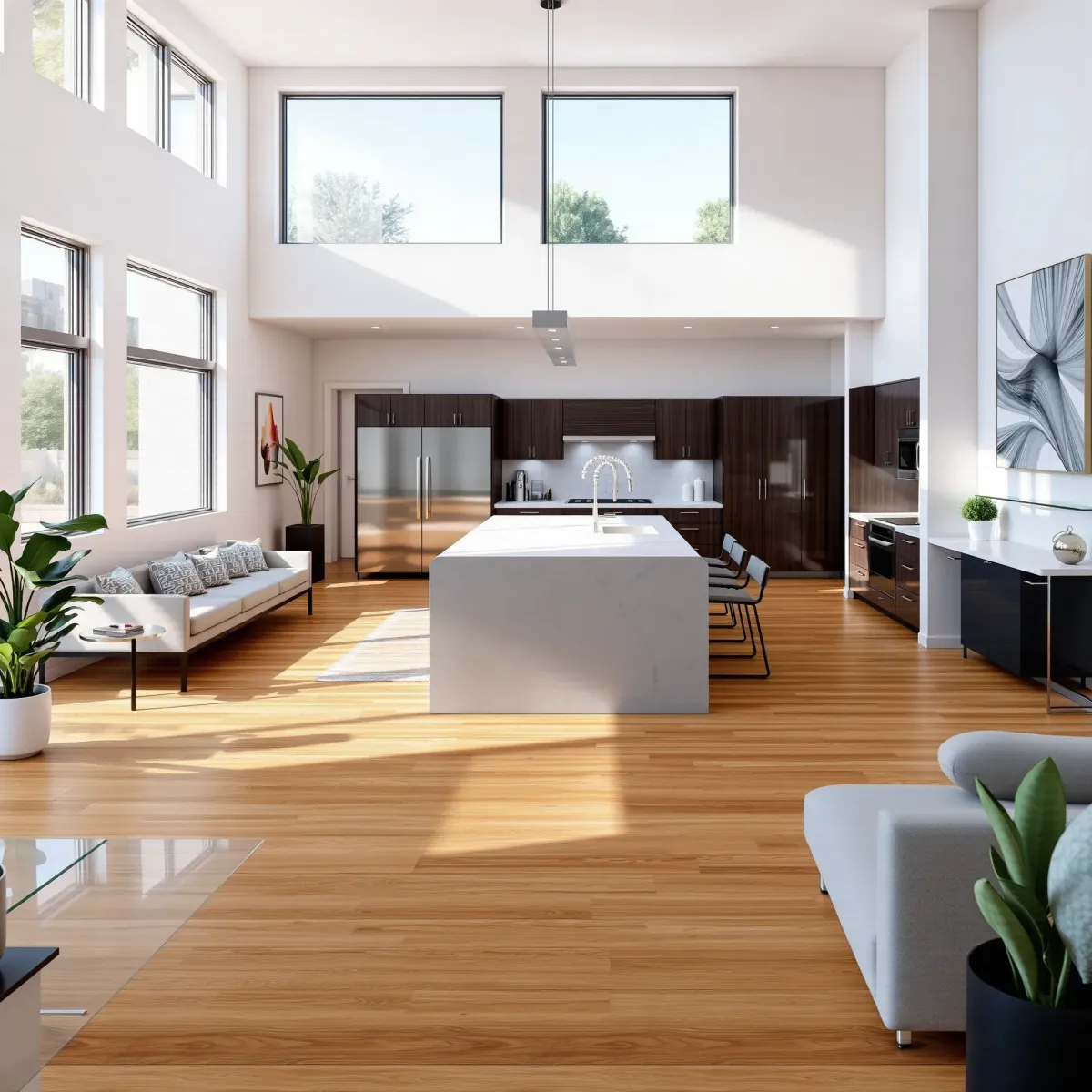 Modern South Coast Metro home renovation with large windows, hardwood floors, new cabinetry, tools, and ongoing remodeling.