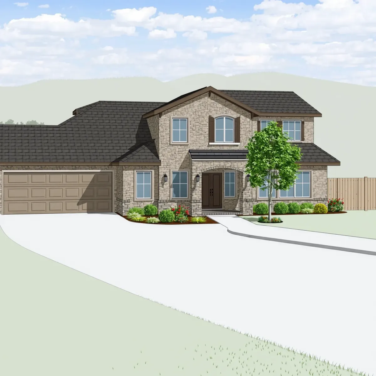 Detailed scene of home remodeling in Bristol Manor, CA, showcasing workers renovating a suburban house exterior.