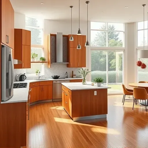 Freshly remodeled kitchen in Riverview East CA with modern cabinetry, stainless appliances, granite island, and natural light.