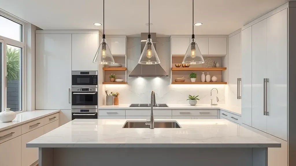 Modern kitchen lighting projects showcasing stylish designs in Los Angeles, CA.