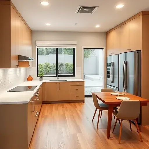 Newly remodeled Los Alamitos kitchen featuring warm neutral cabinetry, quartz countertops, modern appliances, and natural light.