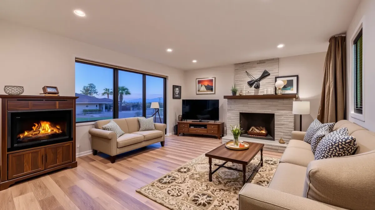 Beautiful renovated Lacy, CA home with modern facade, lush landscaping, bright windows, and inviting porch.