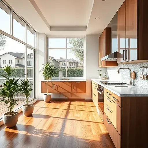 Modern kitchen remodel in Windsor Village CA with sleek cabinetry, granite countertops, and natural light.