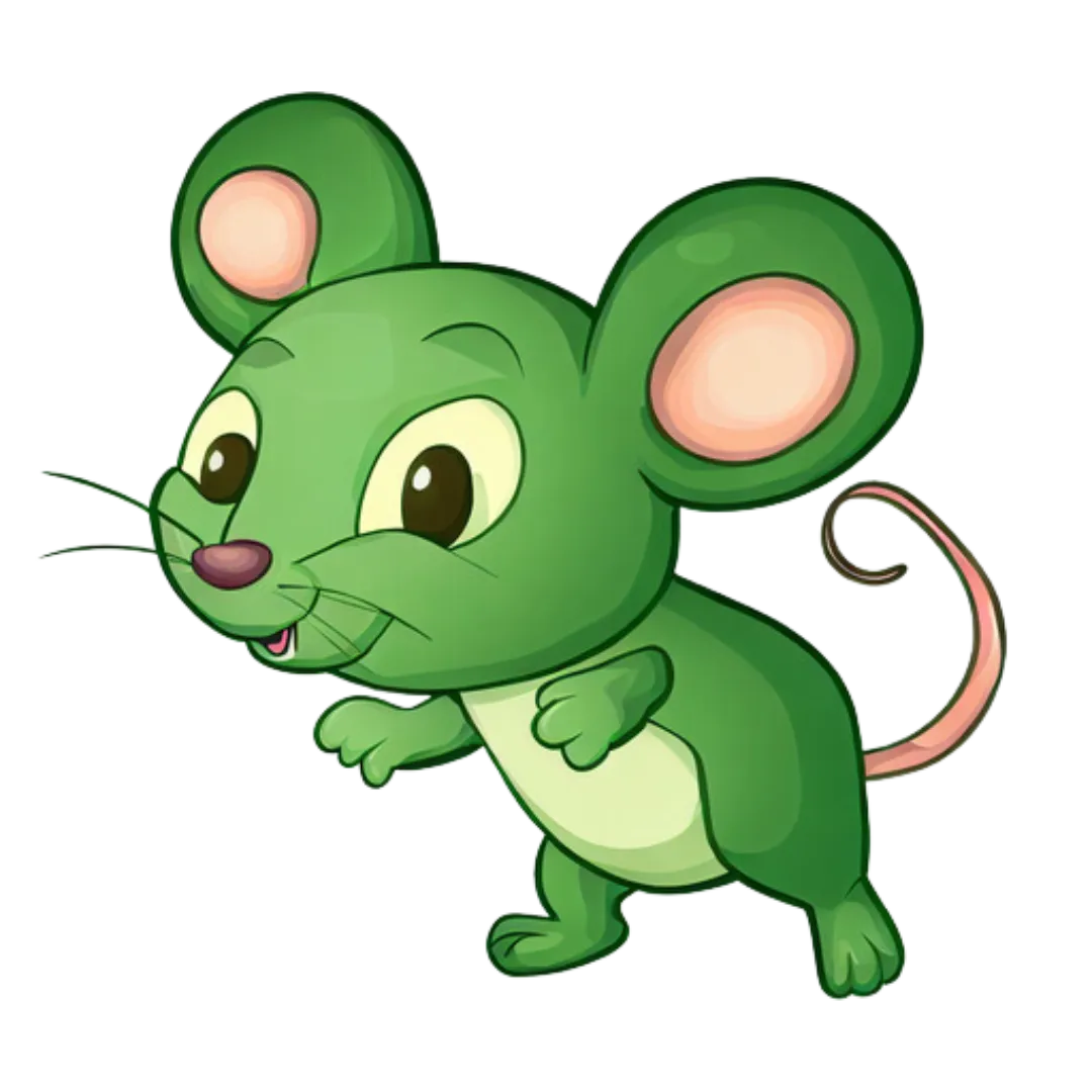 green cartoon of a rodent