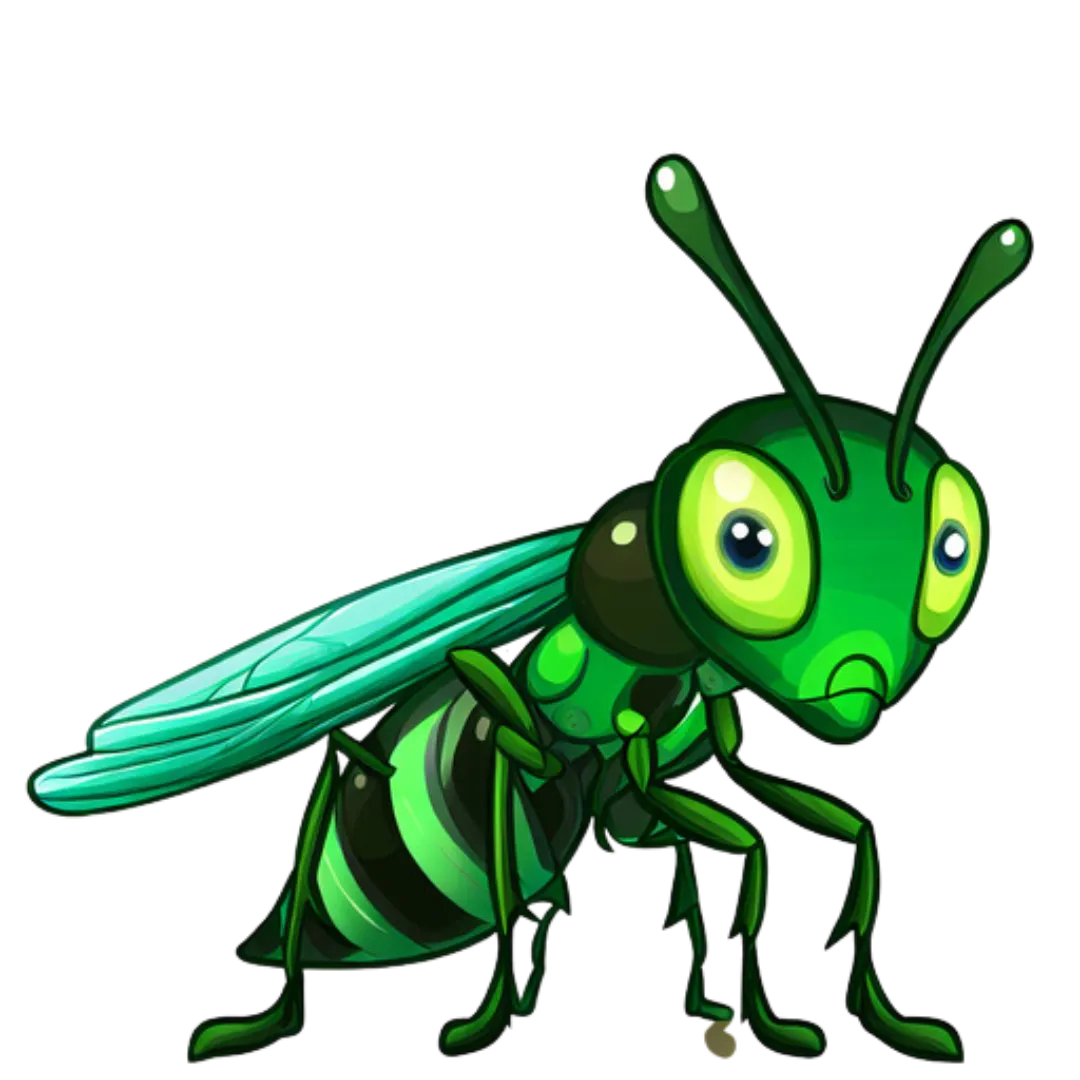 green cartoon of a wasp