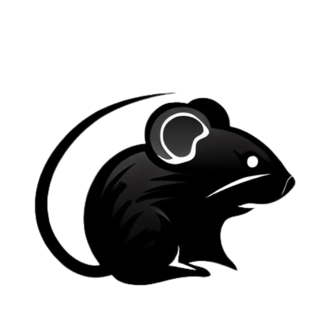 a black logo of a rodent