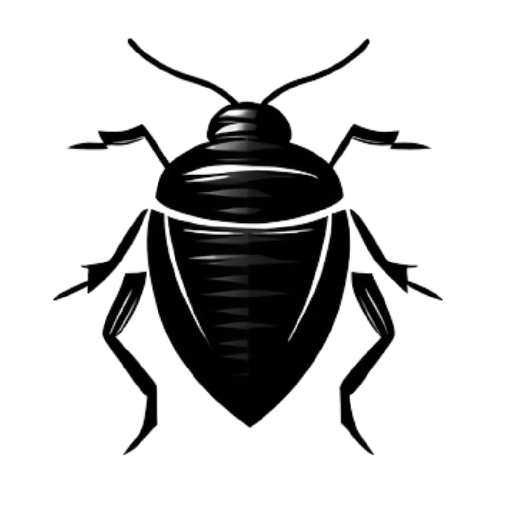 a black logo of a bed bug