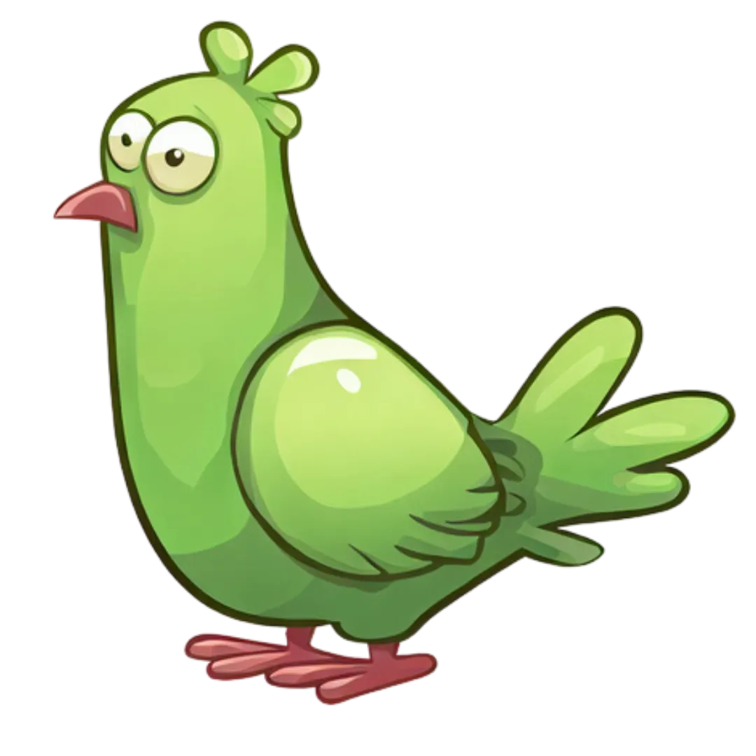 green cartoon of a bird