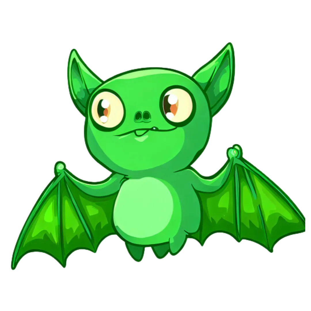 green cartoon of a bat