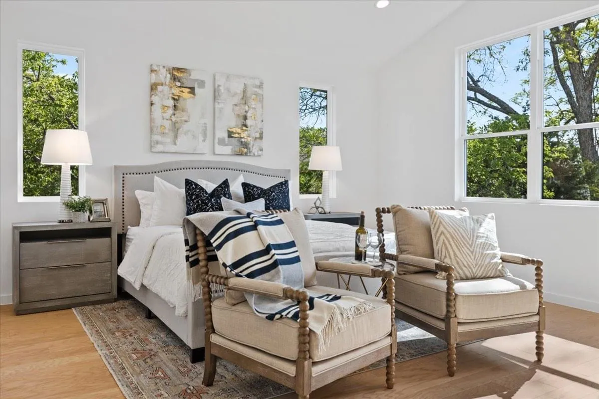 Staged bedroom in Prosper, TX