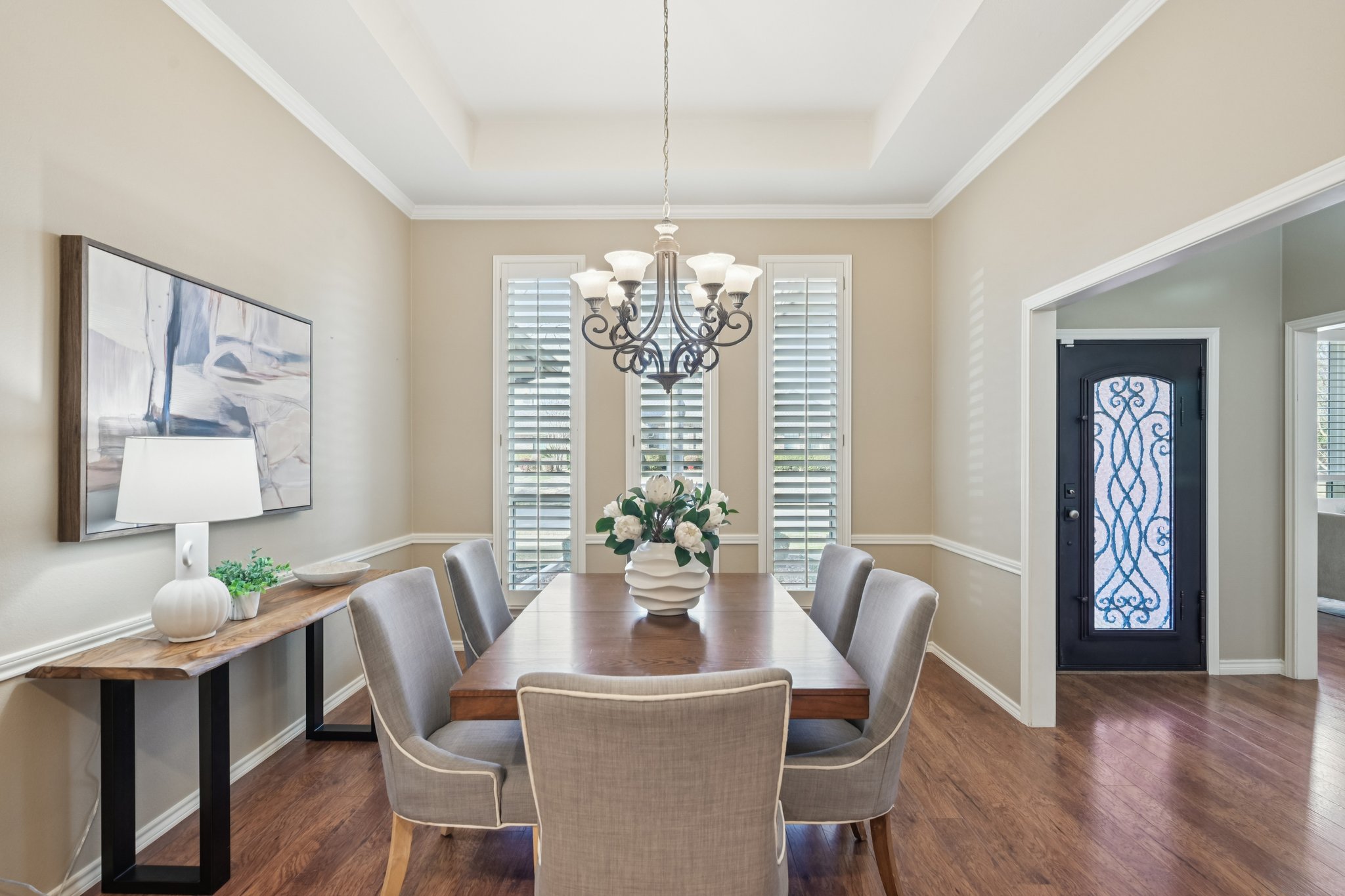 Cool toned dining room