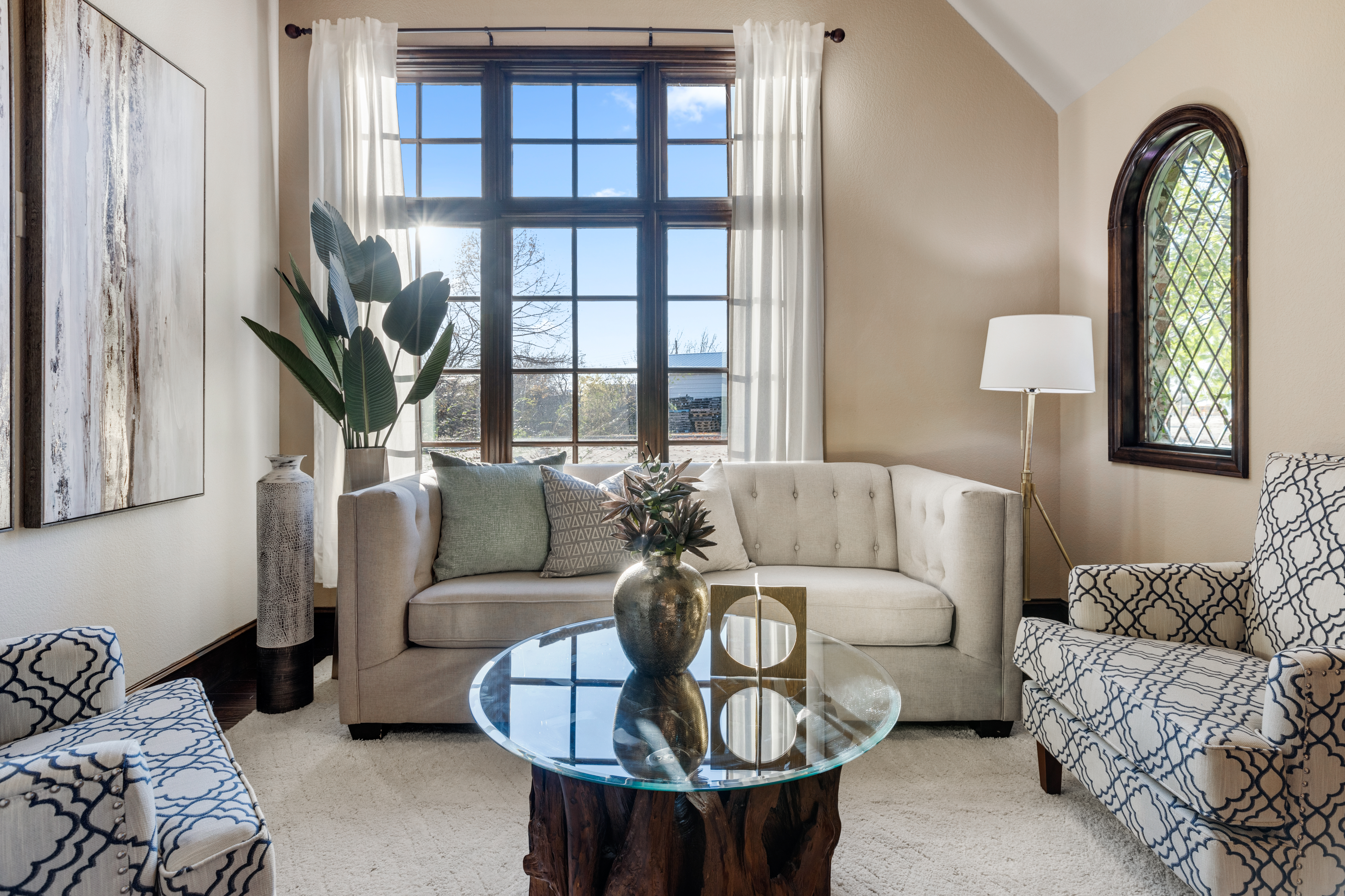 Formal sitting room with fun accent chair