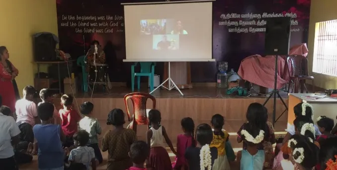 Children attending Virtual mission in Chennai, India