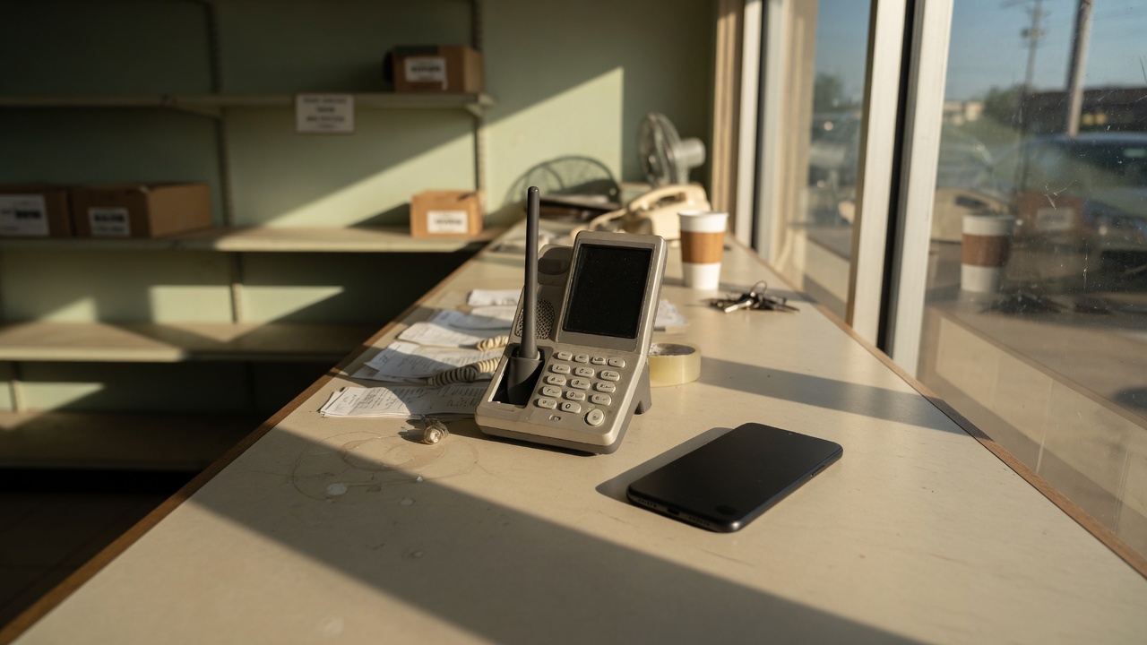 Office manager reviewing a printed estimate at a desk
