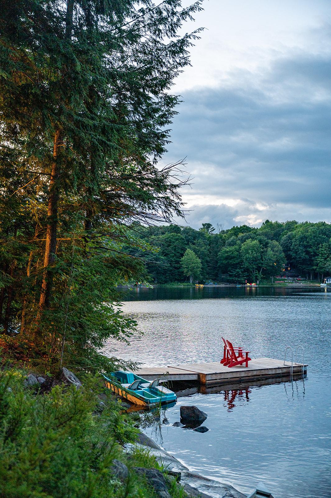 a body of water surrounded by trees and houses