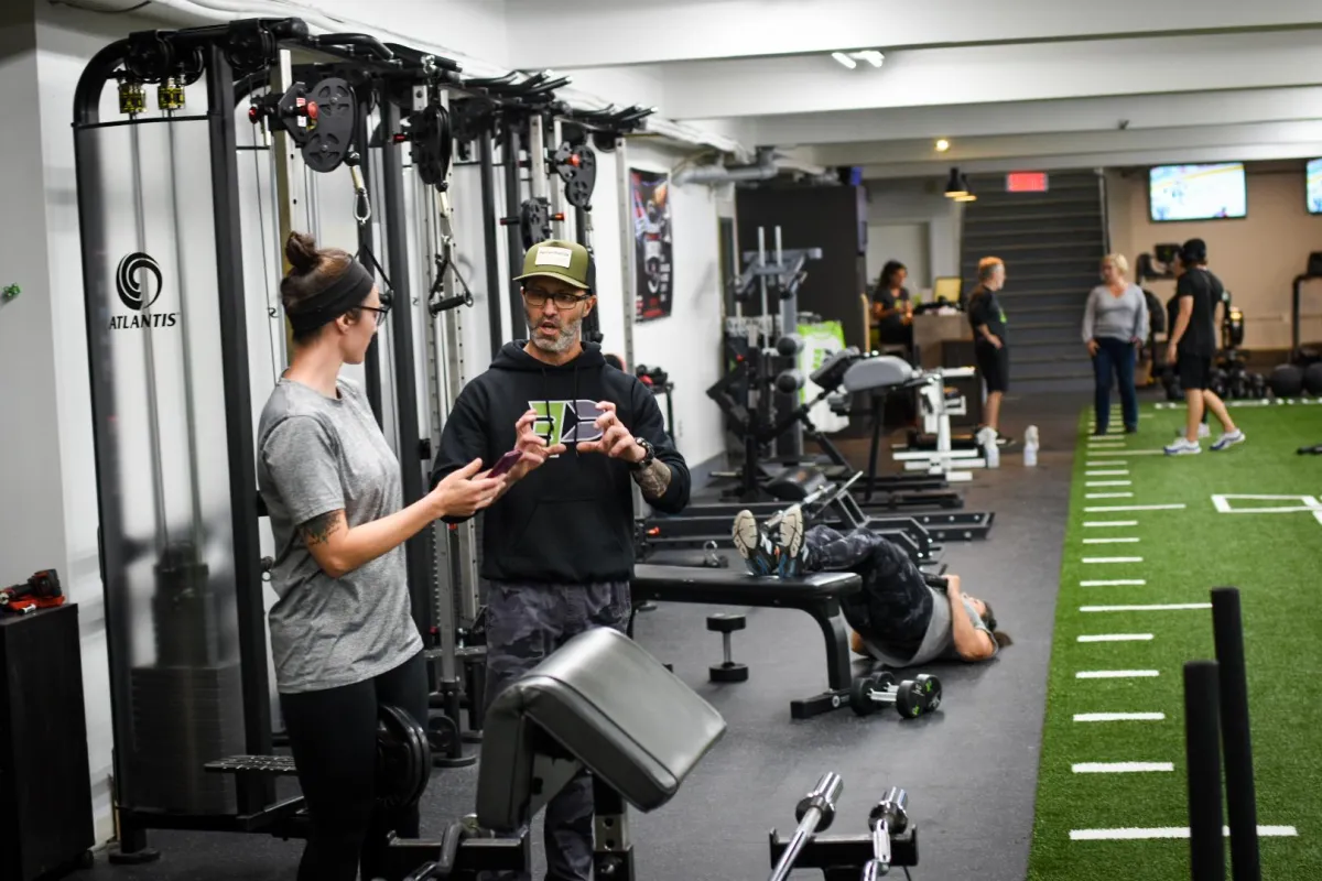 The building says "kyiv velotrek" in ukrainian.