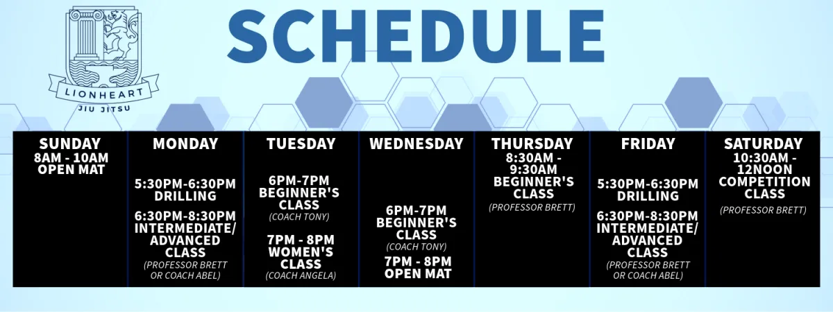 Lionheart Jiu Jitsu Class Schedule