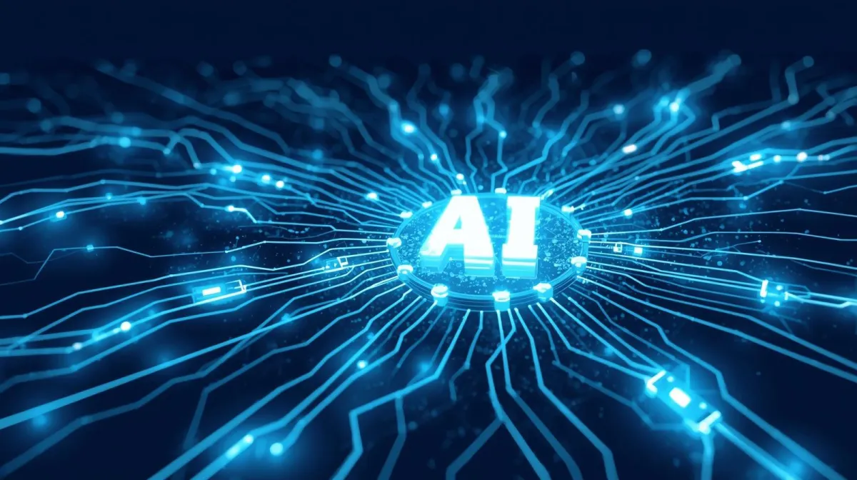 Stylized AI assistant device in SummitScale brand blue, isolated on transparent background