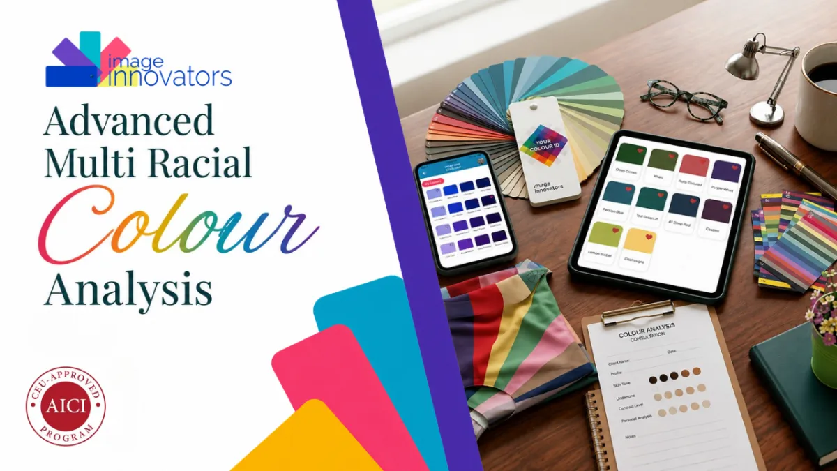 colour analysis swatches and seasonal colour fan — image consultant training tool