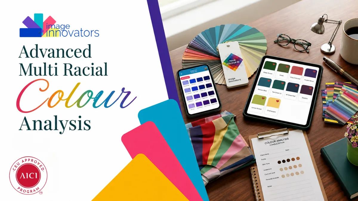 colour analysis swatches and seasonal colour fan — image consultant training tool