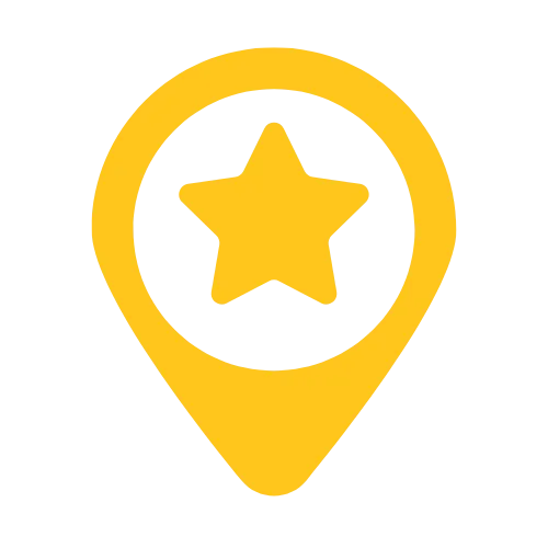 Map pin with star icon showing local roofing business SEO