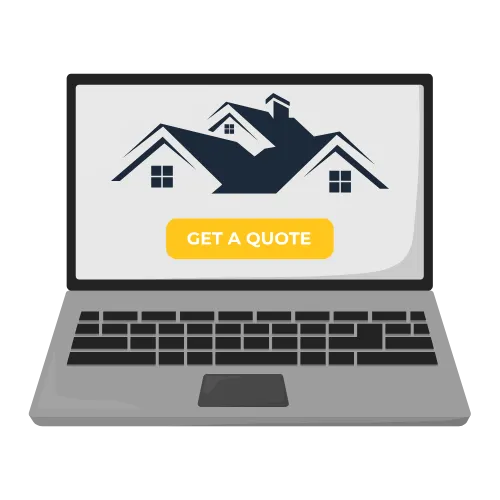 Laptop displaying modern roofing website design with lead capture forms