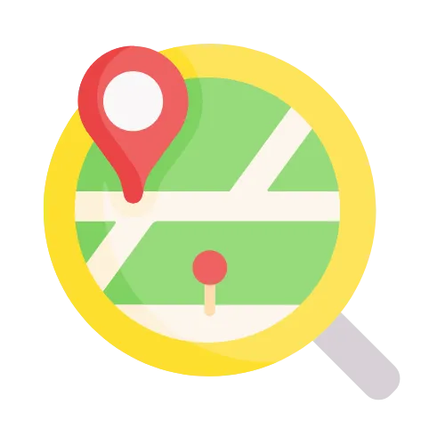 Map pin and magnifying glass highlighting local roofing SEO results