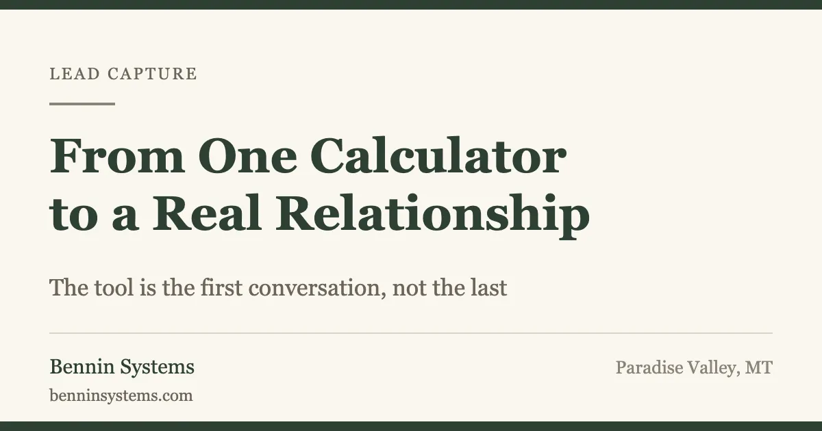 Editorial cover about turning a one-time calculator into an ongoing client relationship